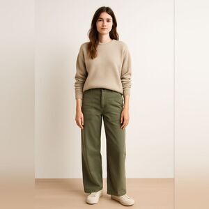 American Eagle Olive Green Wide Leg Pants 6 Soft Norm Utility Pockets Heritage W